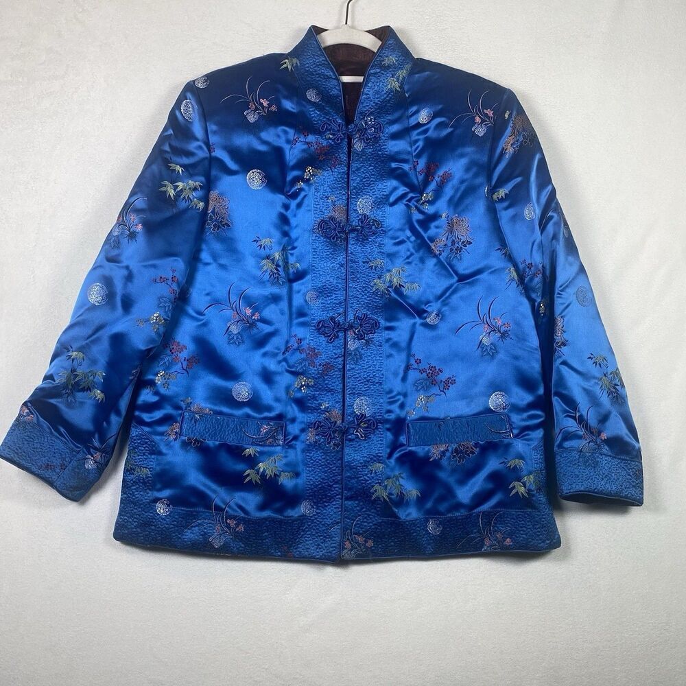 Peony Brand Shanghai China Reversible Satin Jacket Women’s Size 38 Red Blue
